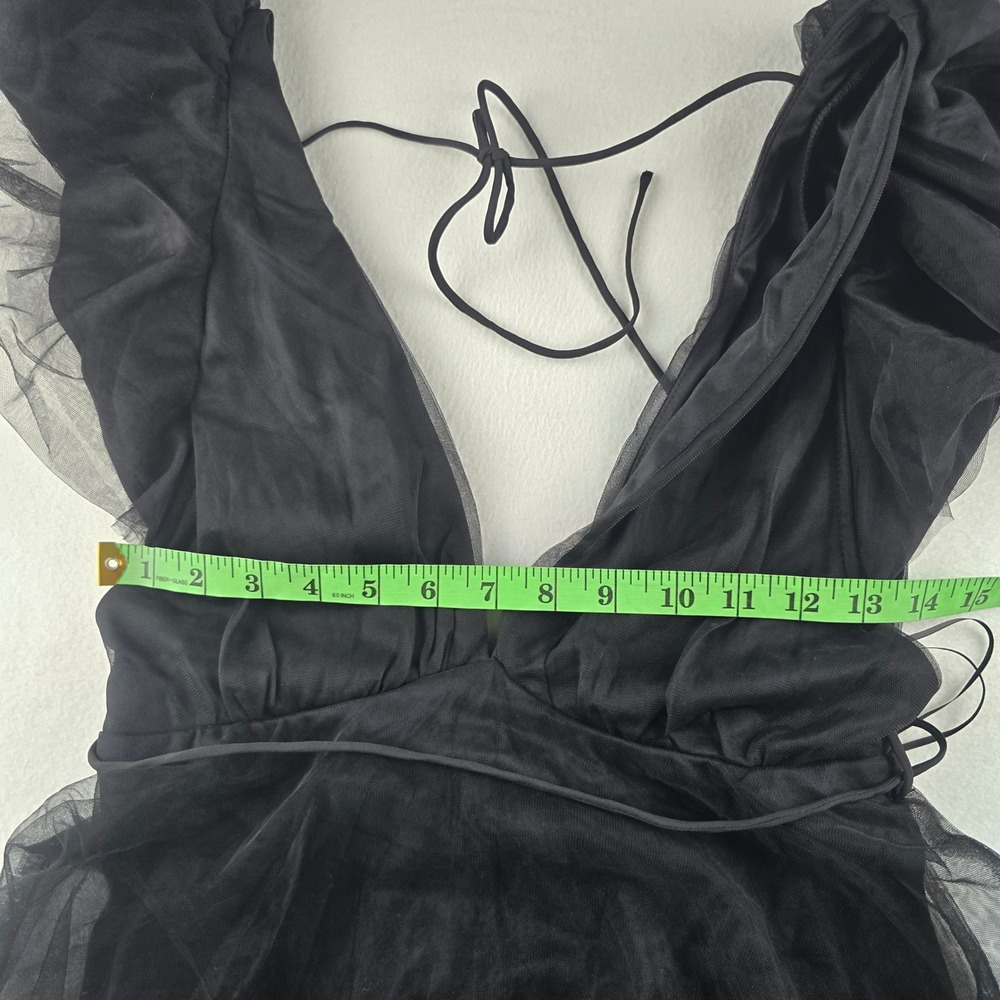 Baltic Born NWOT Anabella Tulle Dress Black Maxi Ruffle Sleeve Party Evening M - Picture 9 of 12